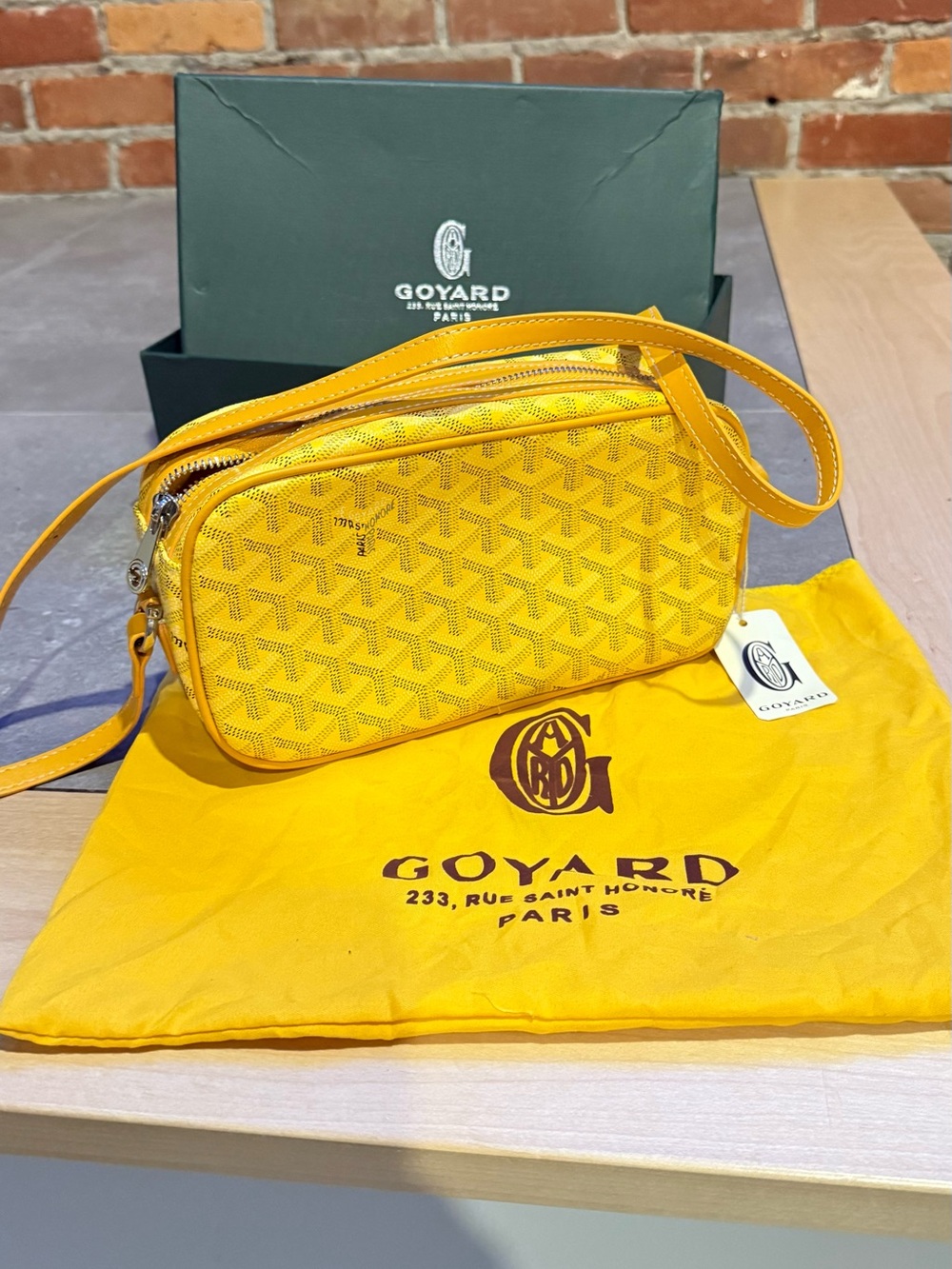 Goyard Yellow Goyardine Crossbody Bag with Adjustable Strap